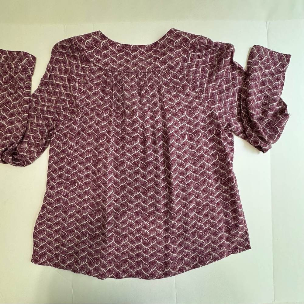 Anthropologie Maeve Orli Purple Geo Print Bibbed Rayon Blouse XS - Picture 17 of 17